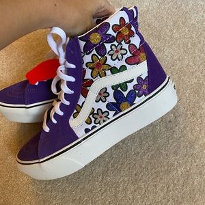 HighTop Platform Purple Flower Vans